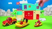 汽艇消防车和救护车海陆救援队玩具