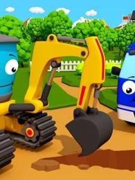 工程车挖土机铲车搞笑动画