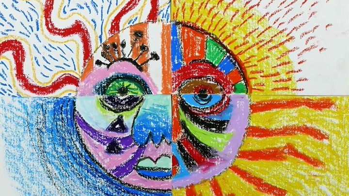 创意儿童画:分割的太阳