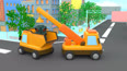 城市工程车救援队抢修路口红绿灯早教动画