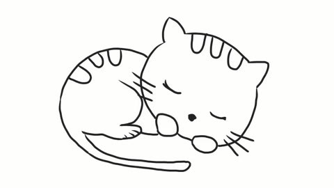 可爱的小猫咪睡觉幼儿简笔画: 好玩有趣的儿童简笔画