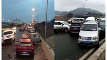 昆楚高速道路结冰致53车连撞 4人自行攀爬桥梁坠亡