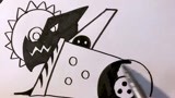《机器人争霸》儿童手绘简笔画之机器人黑狼
