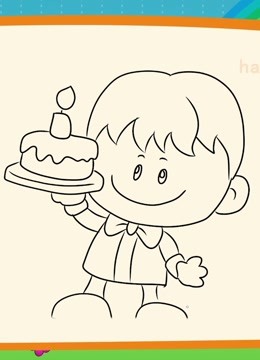 人物简笔画 :  第115集 画小男孩过生日