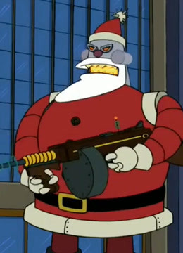圣诞老人拿枪图片