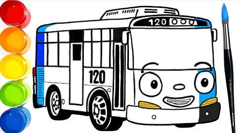 海石一起玩颜色 第23集 小公交太友绘画教学: 小公交太友绘画教学