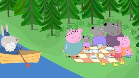 小猪佩奇:野餐真不错,有好多丰盛的食物,风景也特别美了