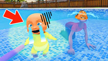 疯狂宝宝：塔米教笨小偷学游泳，把自己给整崩溃了！