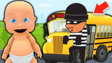 疯狂宝宝：疯狂小偷想偷走校车，塔米和哥哥抓小偷啦！