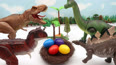 恐龙玩具和彩色恐龙蛋玩具