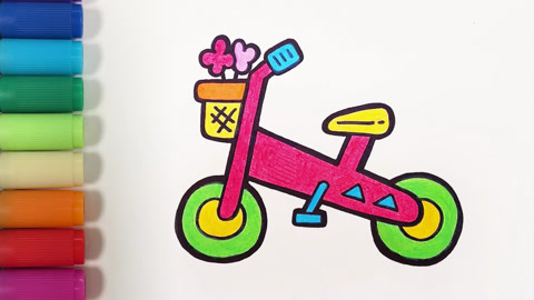 自行车的简笔画彩色图片