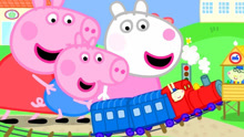小猪佩奇坐着小火车去旅行，益智画画游戏