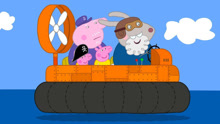 小猪佩奇、乔治和猪爷爷一起坐船出海看风景
